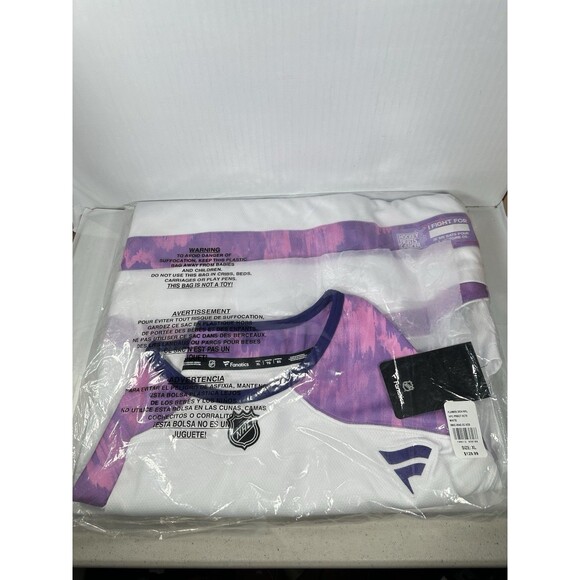 Size XL Fanatics Calgary Flames Hockey Fights Cancer Jersey 2024 NHL NEW - Picture 3 of 4
